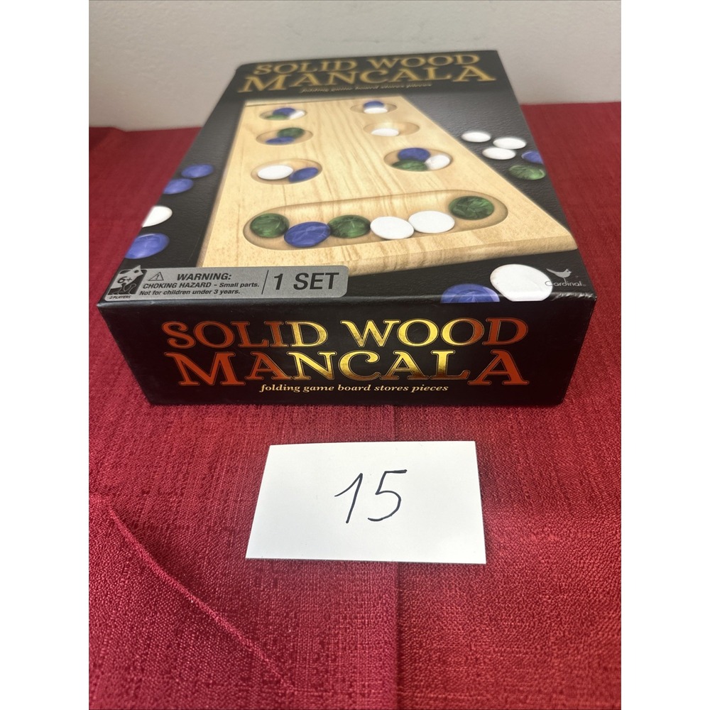 Cardinal Solid Wood Mancala Board Game Folding Wooden Game 48 Glass Stones - Picture 8 of 8